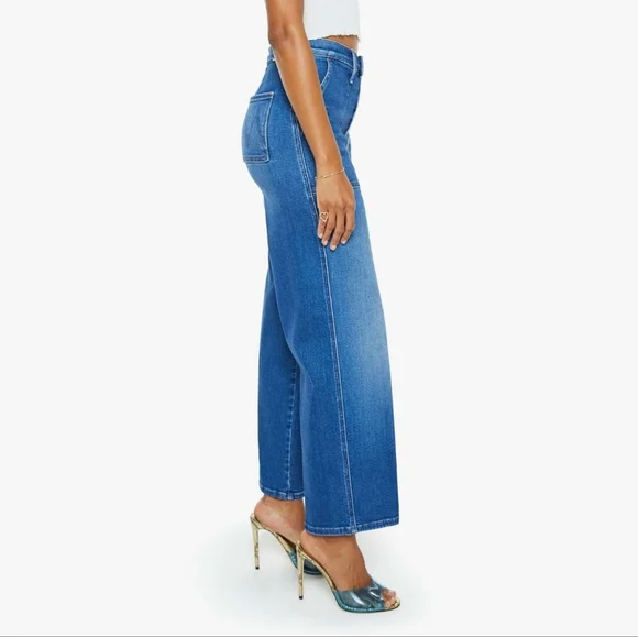 MOTHER Blue Flare Wide Leg Jeans Nip It In The Bud - Picture 3 of 11